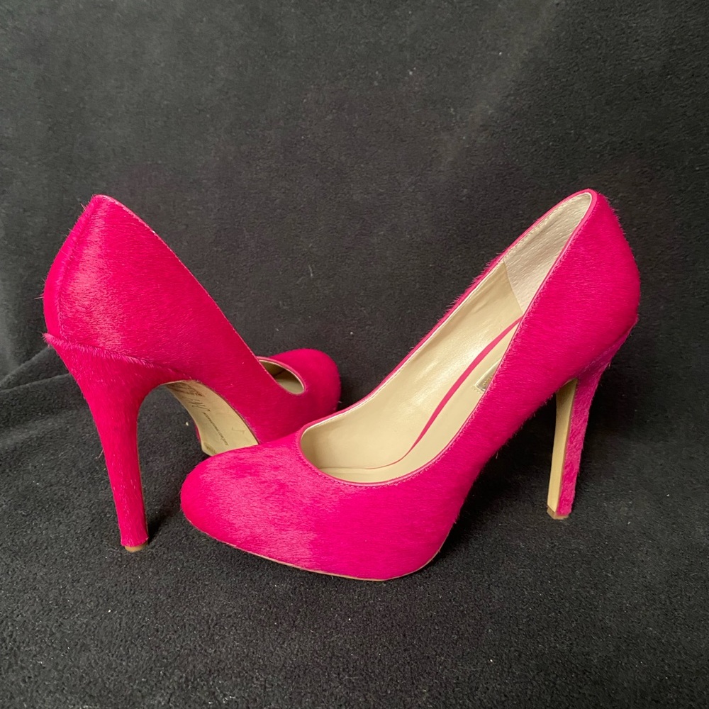 Pink real calf skin pumps